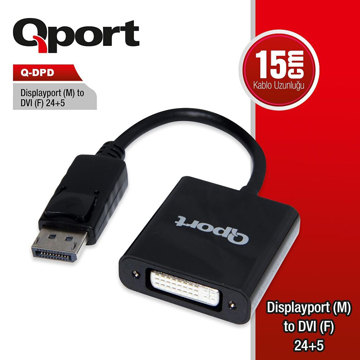 QPORT Q-DPD Q-DPD DISPLAYPORT (M) TO DVI (F) 24+5 CONVERTER (ÇEVİRİCİ DÖNÜŞTÜRÜCÜ)