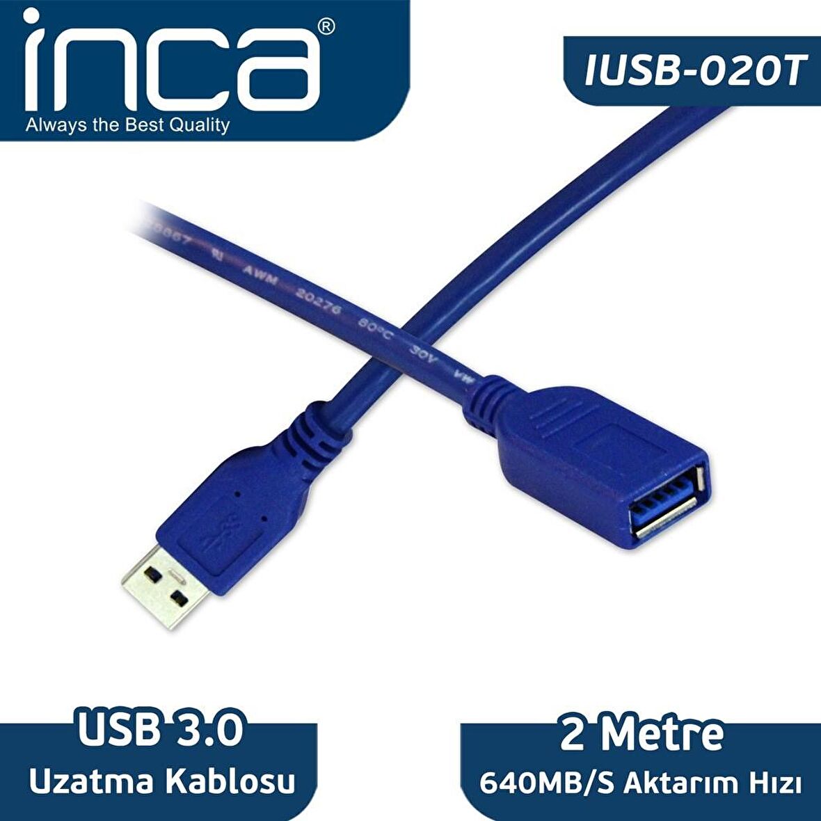 INCA IUSB-020T USB TO USB 3,0 2 METRE UZATMA KABLOSU