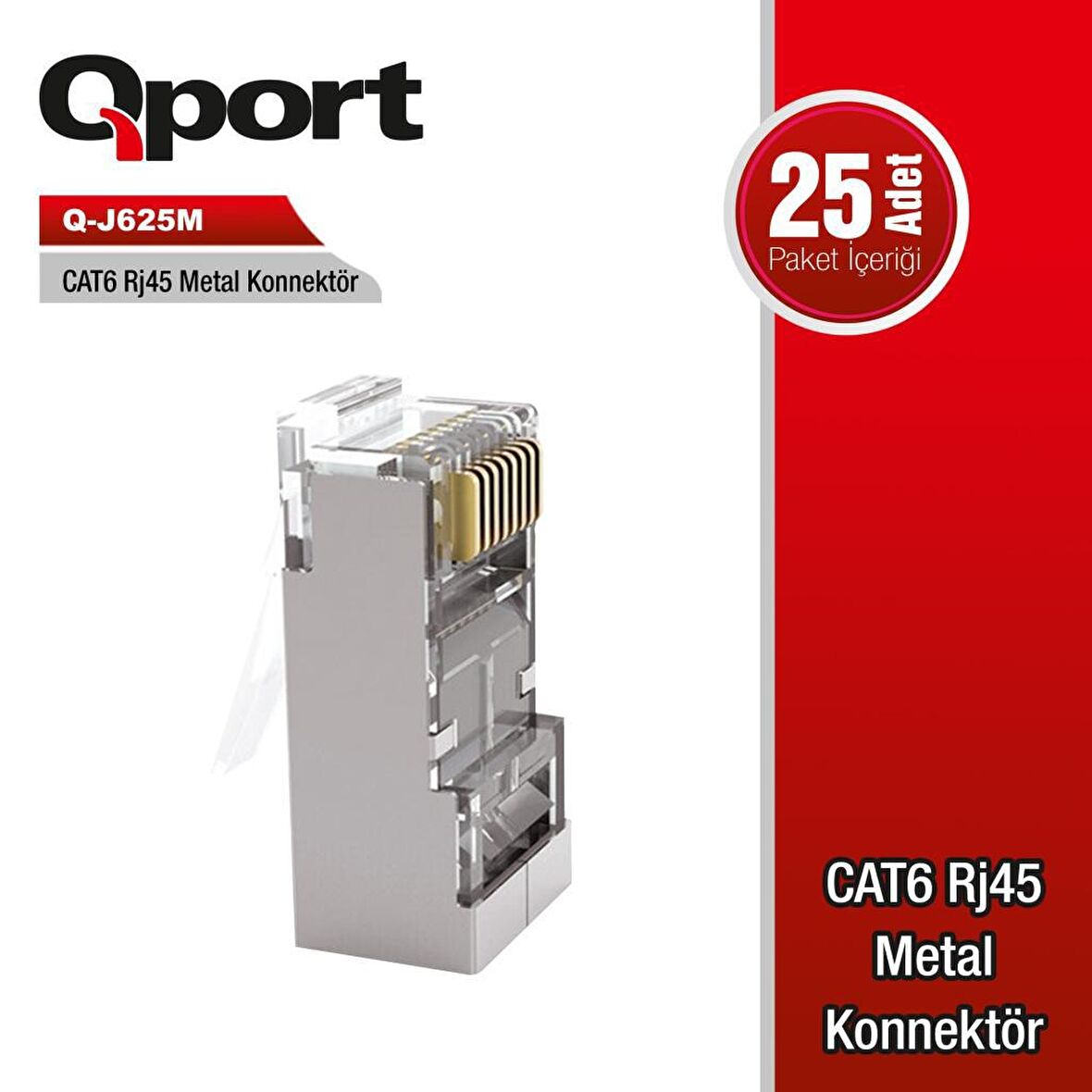 QPORT Q-J625M CAT6 RJ-45 METAL KONNEKTÖR,25'Lİ Q-J625M