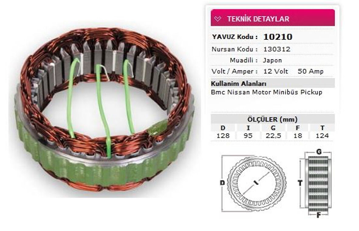 Bmc Ticarı Stator Mitsubıshı Tip 12v 50a Bmc Nissan Motor Minibus Pickup Nursan 130312 Hitachı - Yavuz 10 210