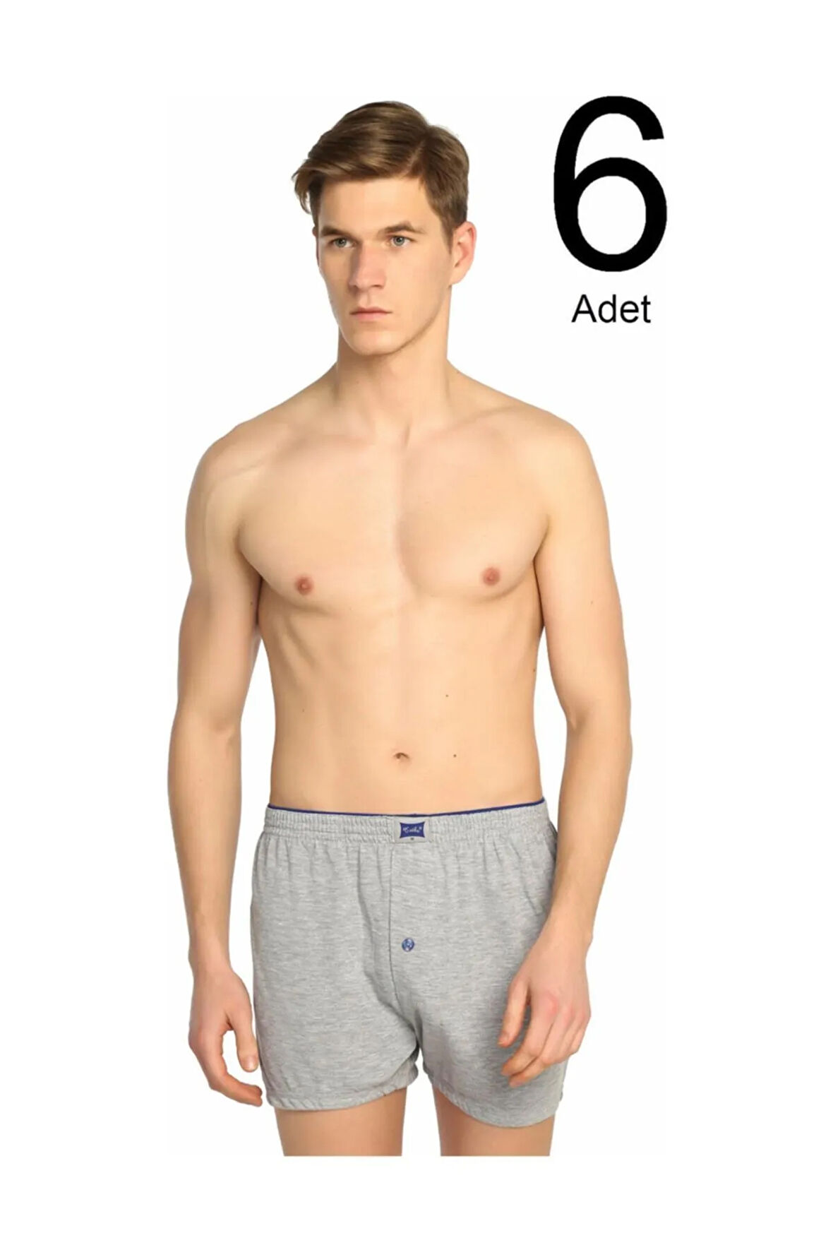 Penye Düğmeli Erkek Boxer 6'Lı Paket