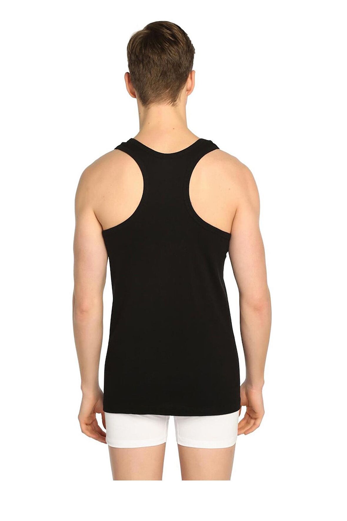 3 lü Seher Erkek Pamuklu Spor Atlet Siyah Beyaz Gri Rambo Erkek Atlet