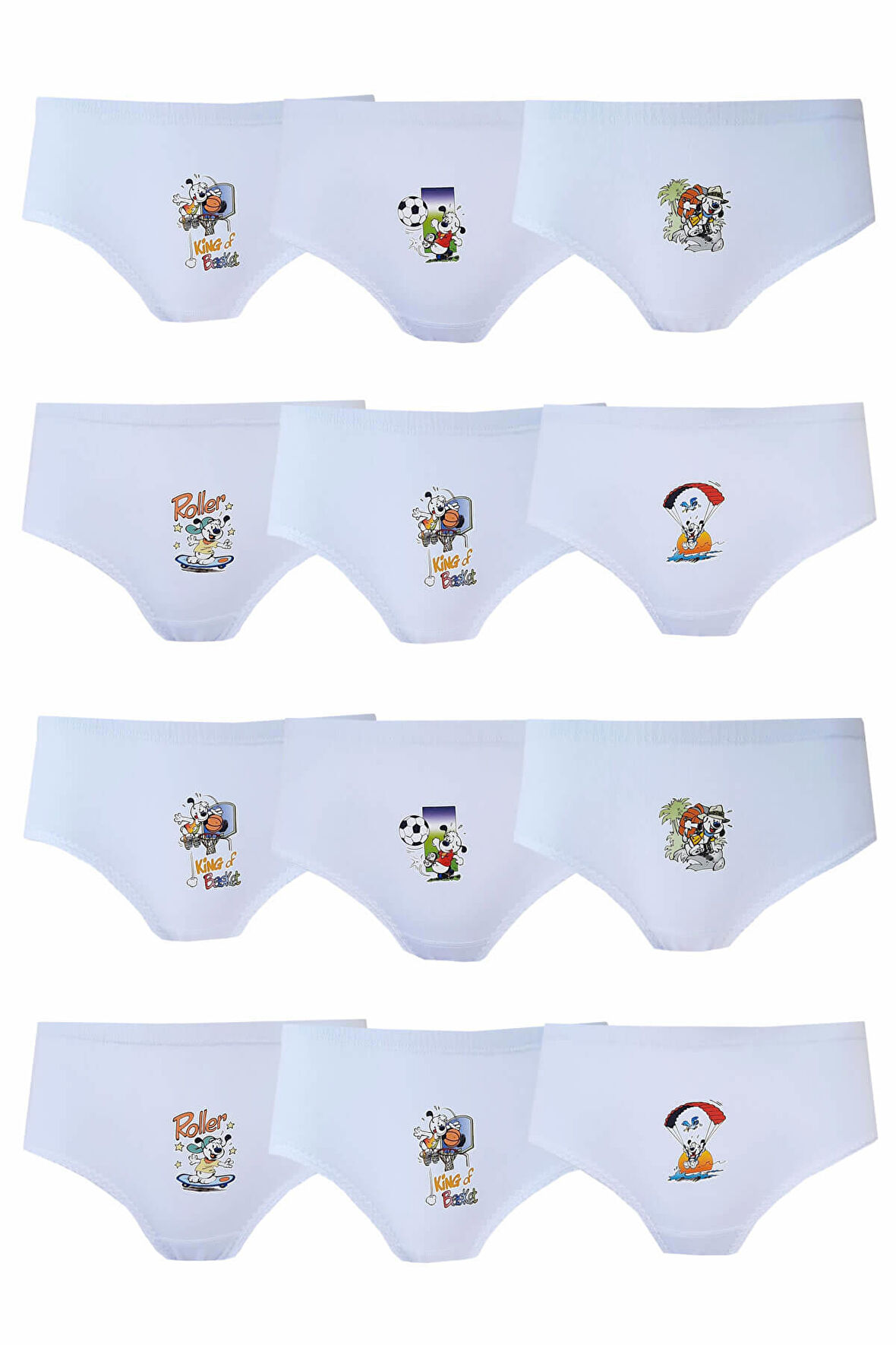 Tutku İç Giyim 12li Kız Çocuk Baskılı Bato Pamuklu Slip Külot