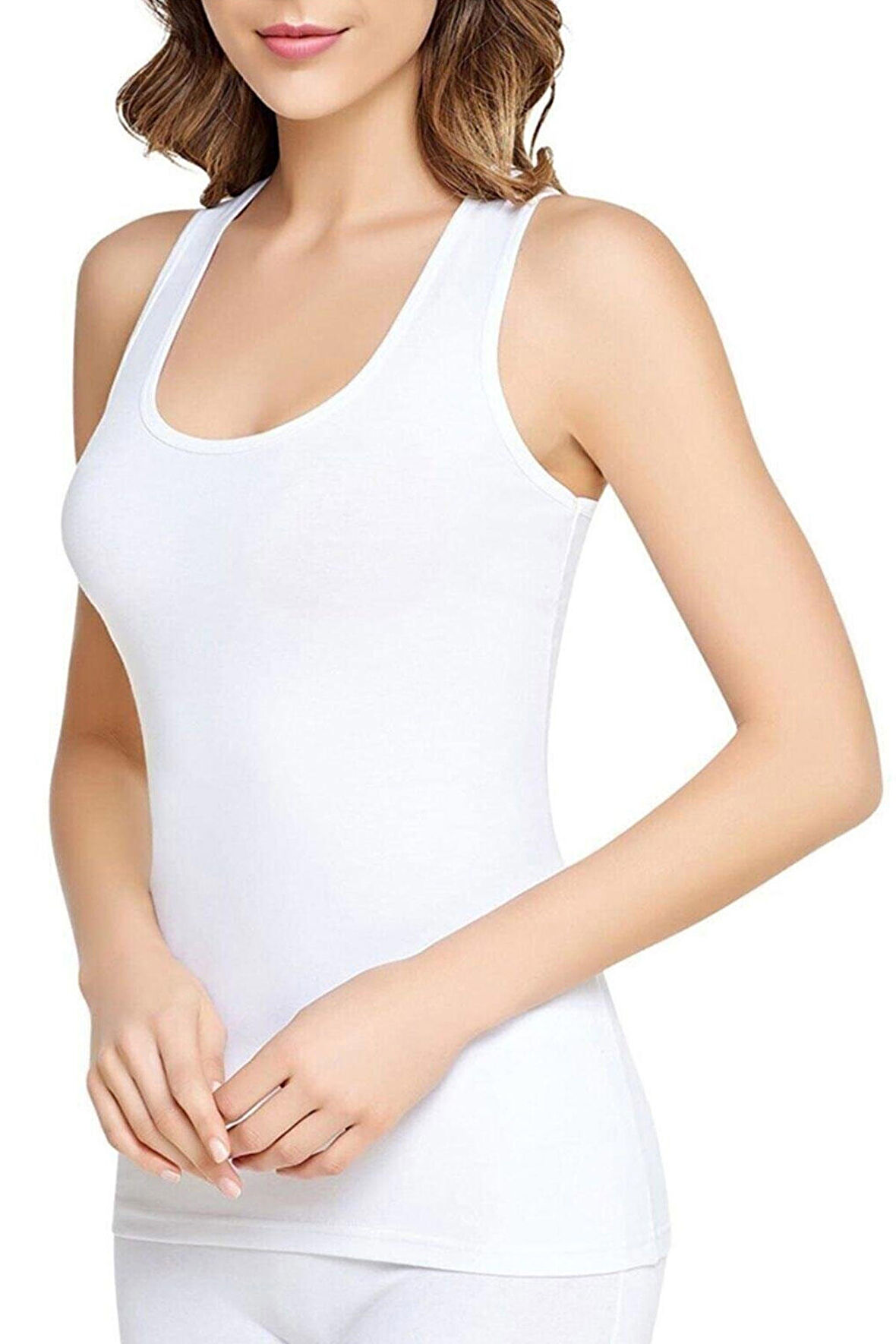 Tutku Kadın Geniş Askılı Atlet Elastan Pamuklu Fanila 