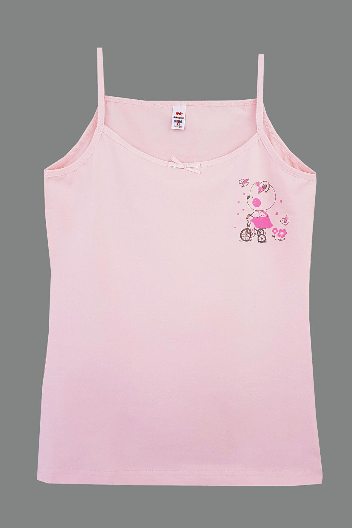 Tekkaplan Kız Çocuk İp Askılı Atlet Pamuklu Baskılı Fanila