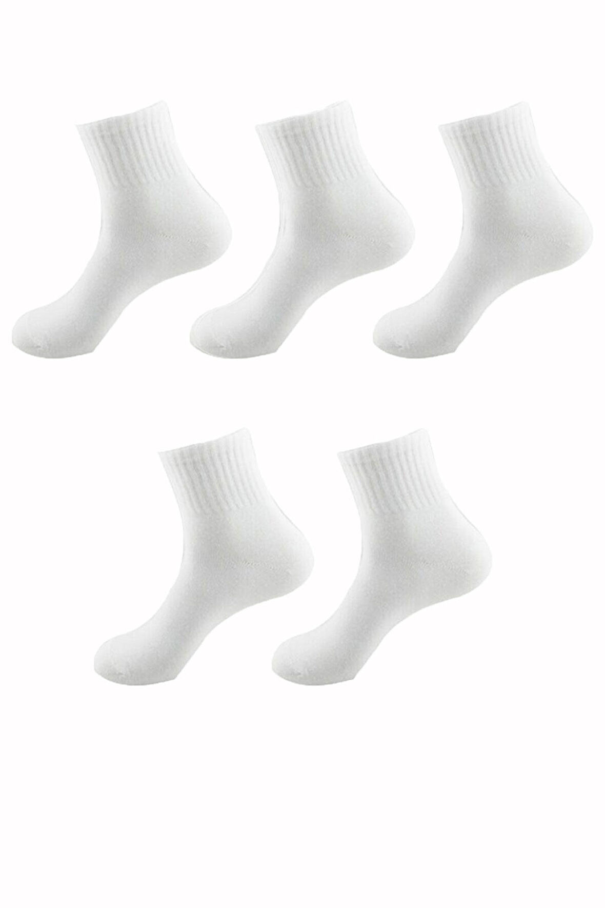 5li Kadın Erkek Kolej Çorap Renkli Pamuklu Yarım Konç Ekonomik