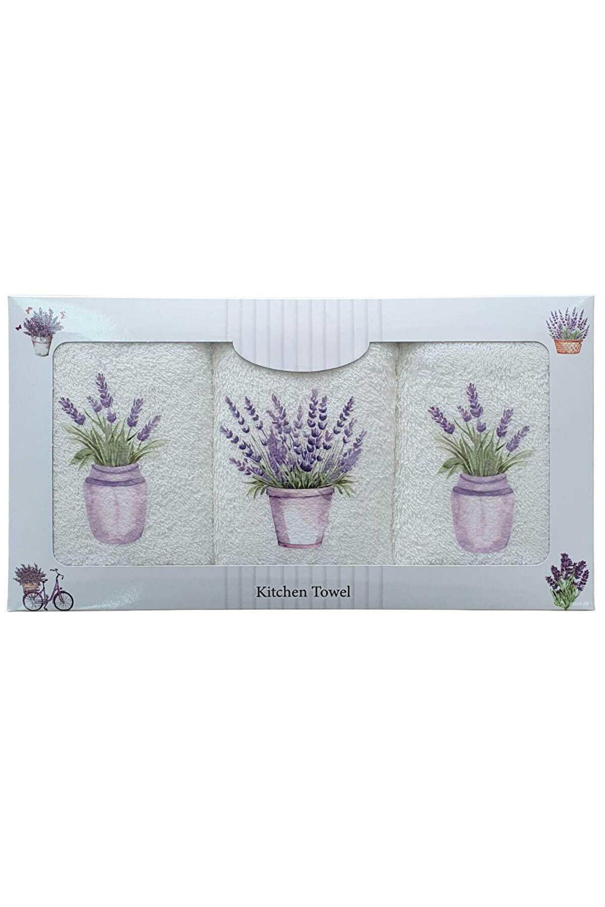 3 lü Lavanta Desen Baskılı Mutfak Havlusu 30 X 50 Cm L-7