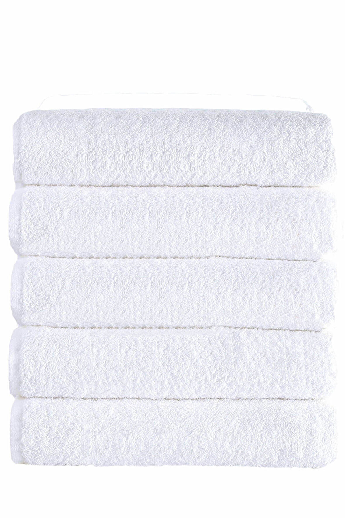 5 li Otel Banyo Havlusu Pamuklu 70X145 Cm Beyaz 16/1 Avs 440 Gr