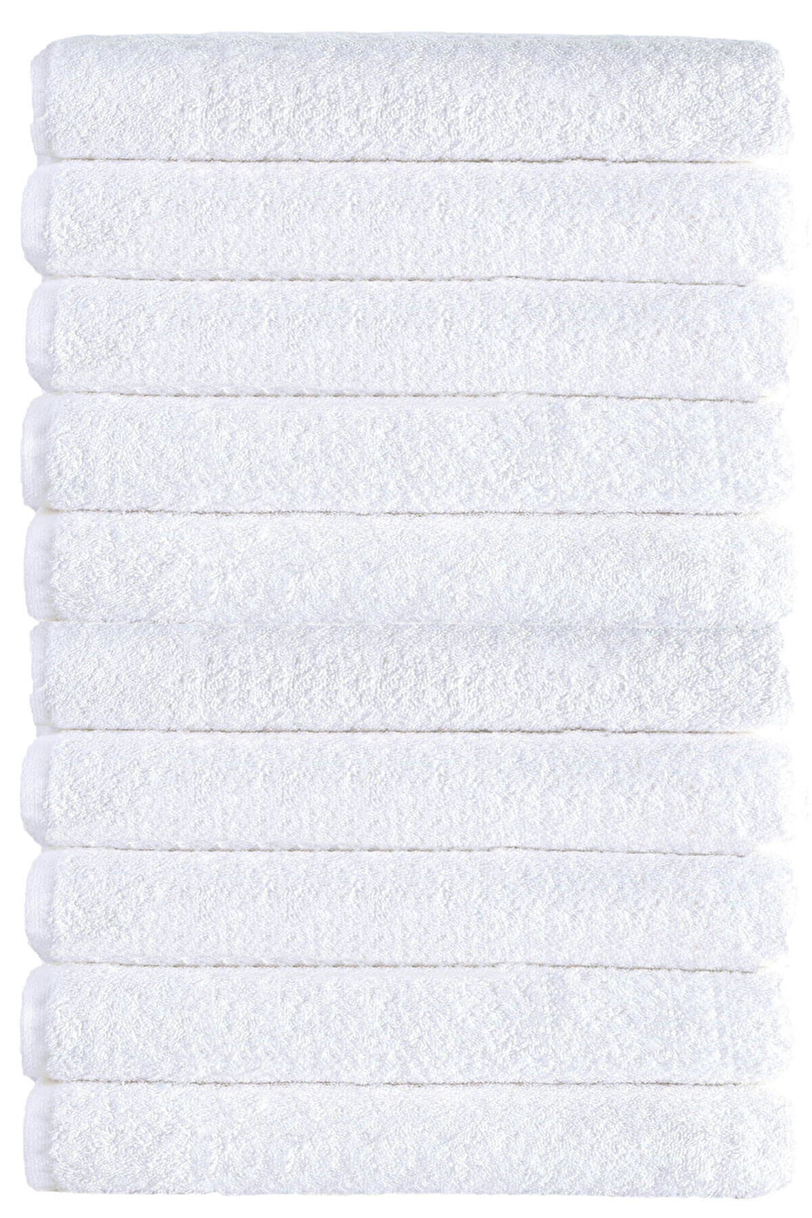 10 lu Otel Banyo Havlusu Pamuklu 70X145 Cm Beyaz 16/1 Avs 440 Gr