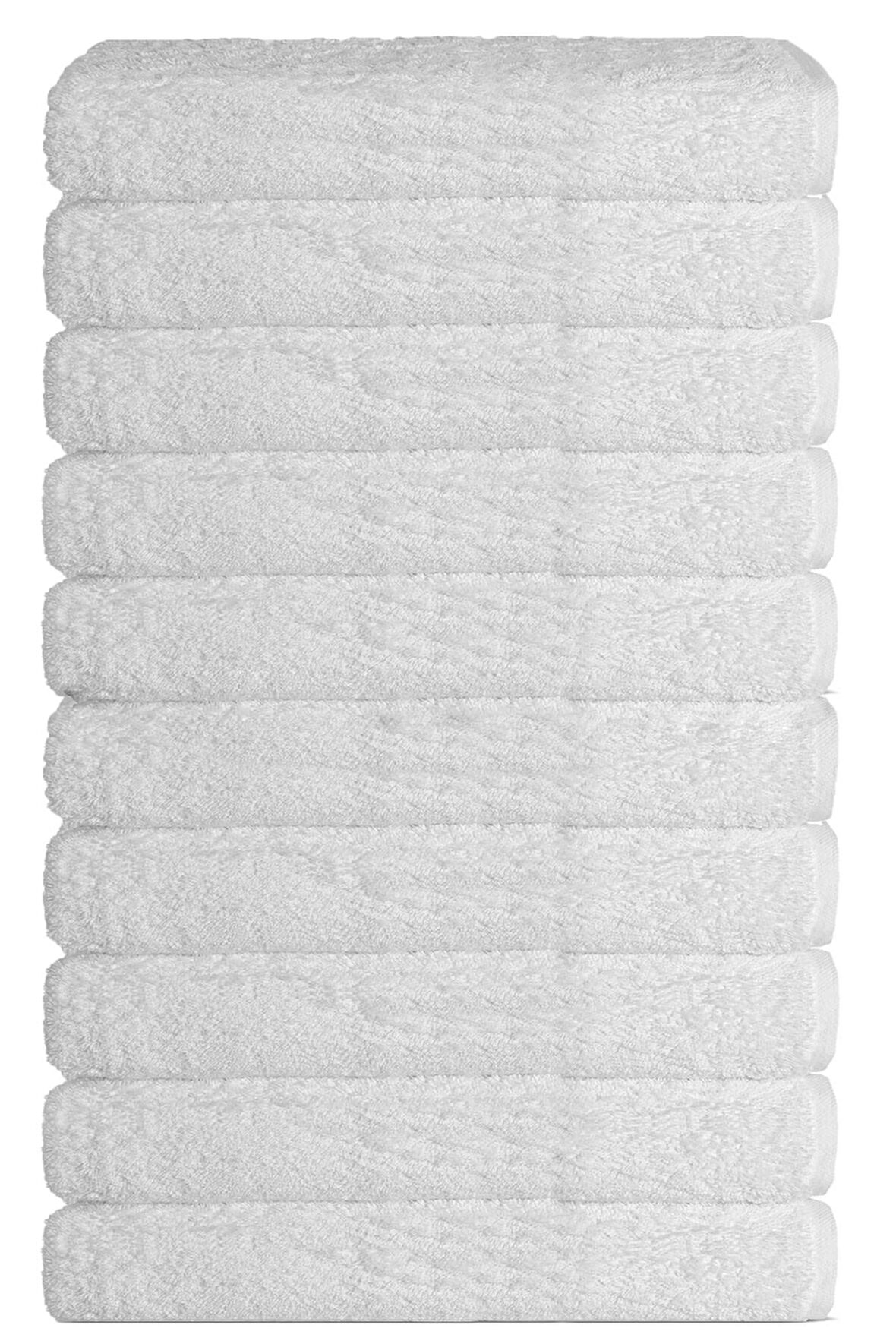 10 lu Otel Banyo Havlusu %100 Pamuklu 70X150 Cm Beyaz 16/1 Aksoft 480 Gr