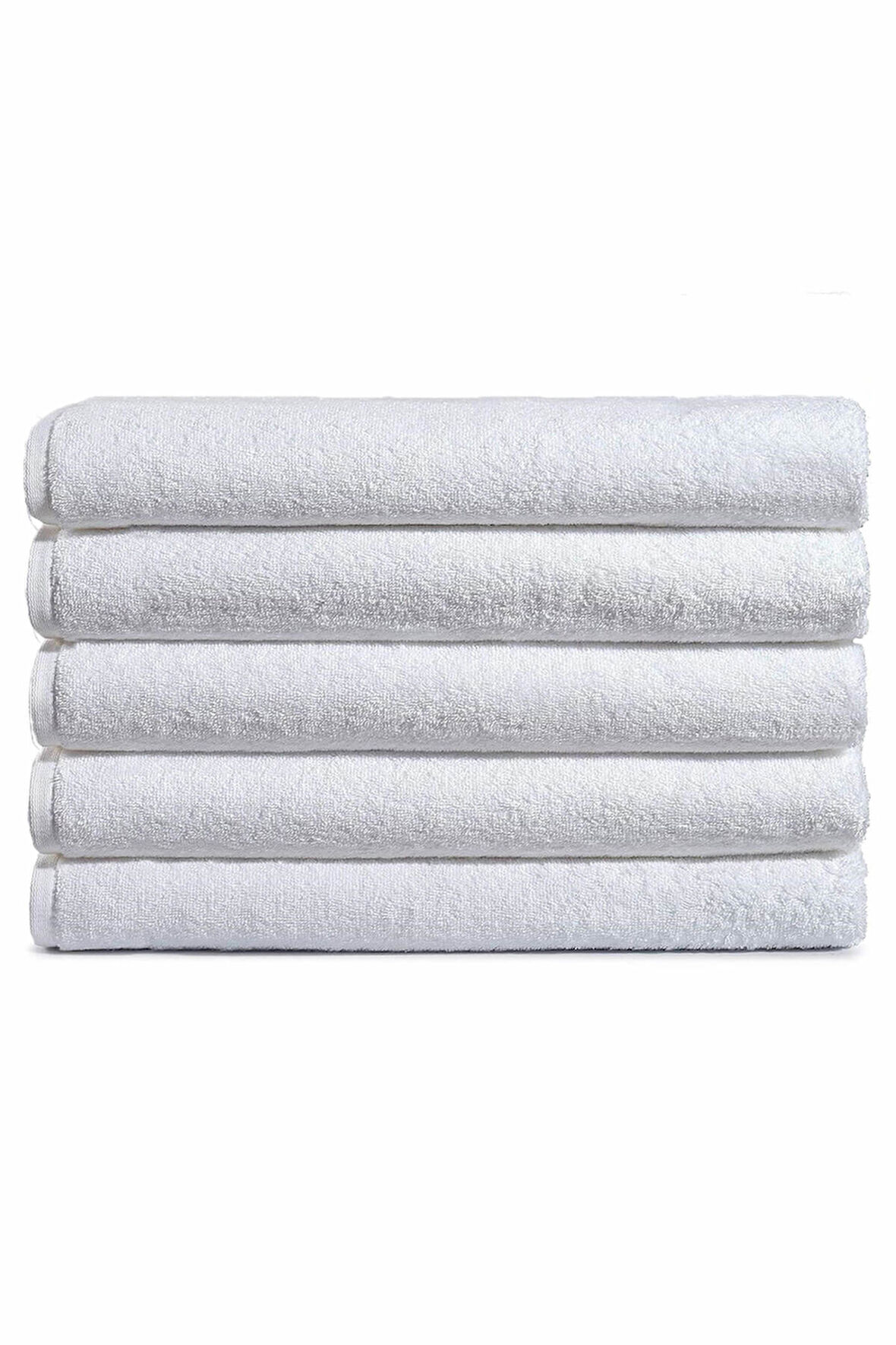5 li Otel Banyo Havlusu %100 Pamuklu 70X150 Cm Beyaz 20/2 Ring 500 Gr
