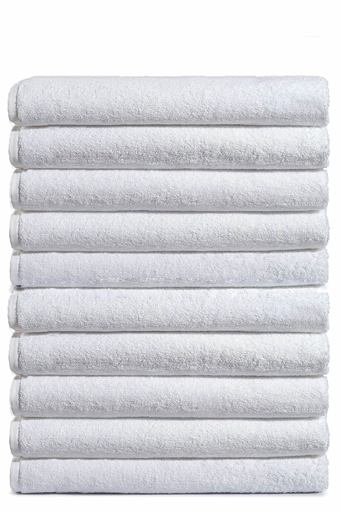 10 lu Otel Banyo Havlusu %100 Pamuklu 70X150 Cm Beyaz 20/2 Ring 500 Gr