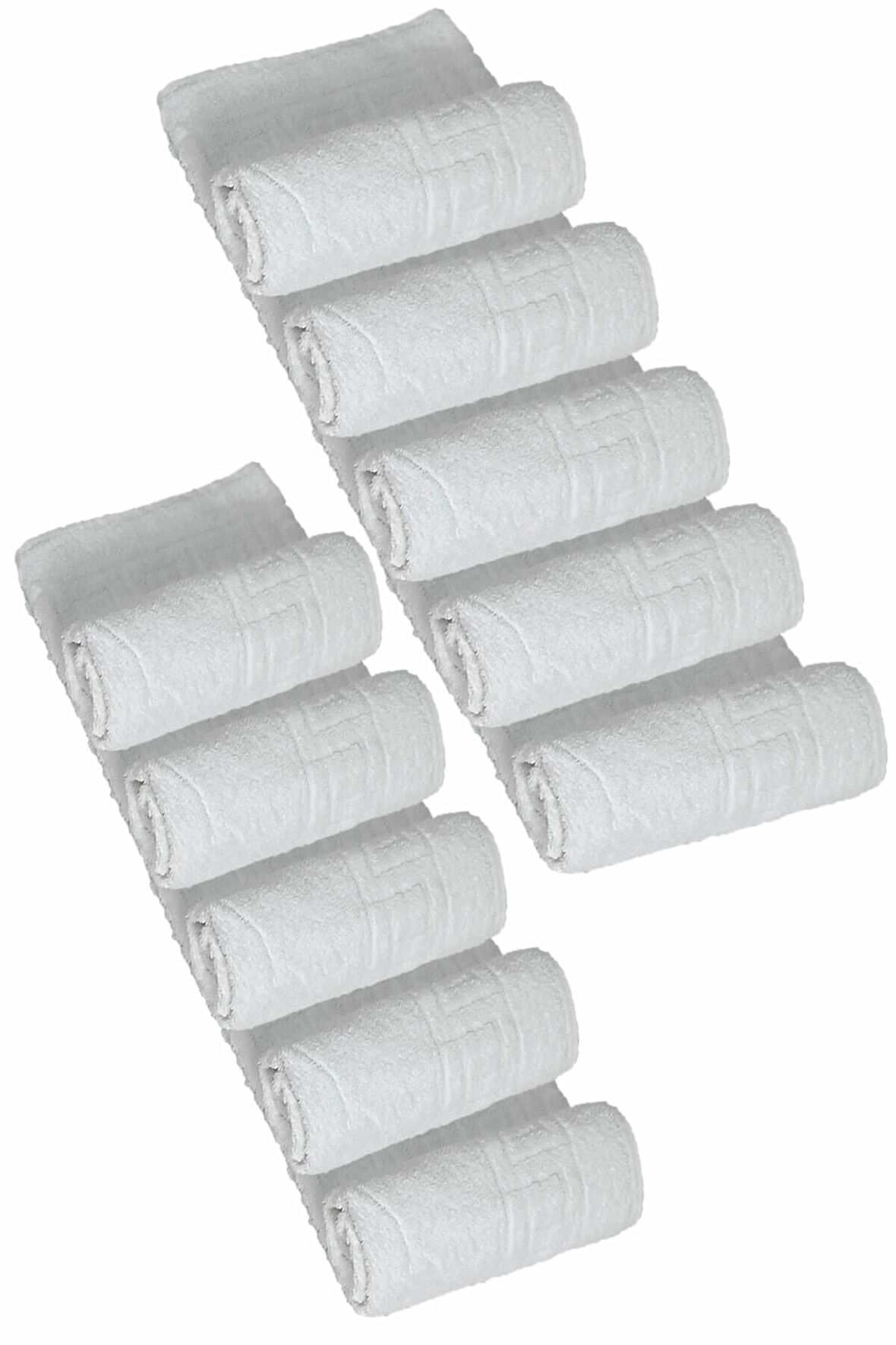 10 lu Otel Ayak Havlusu Bukle Ayak İzli 50x70 Cm Beyaz 12/1 Avs 200 Gr