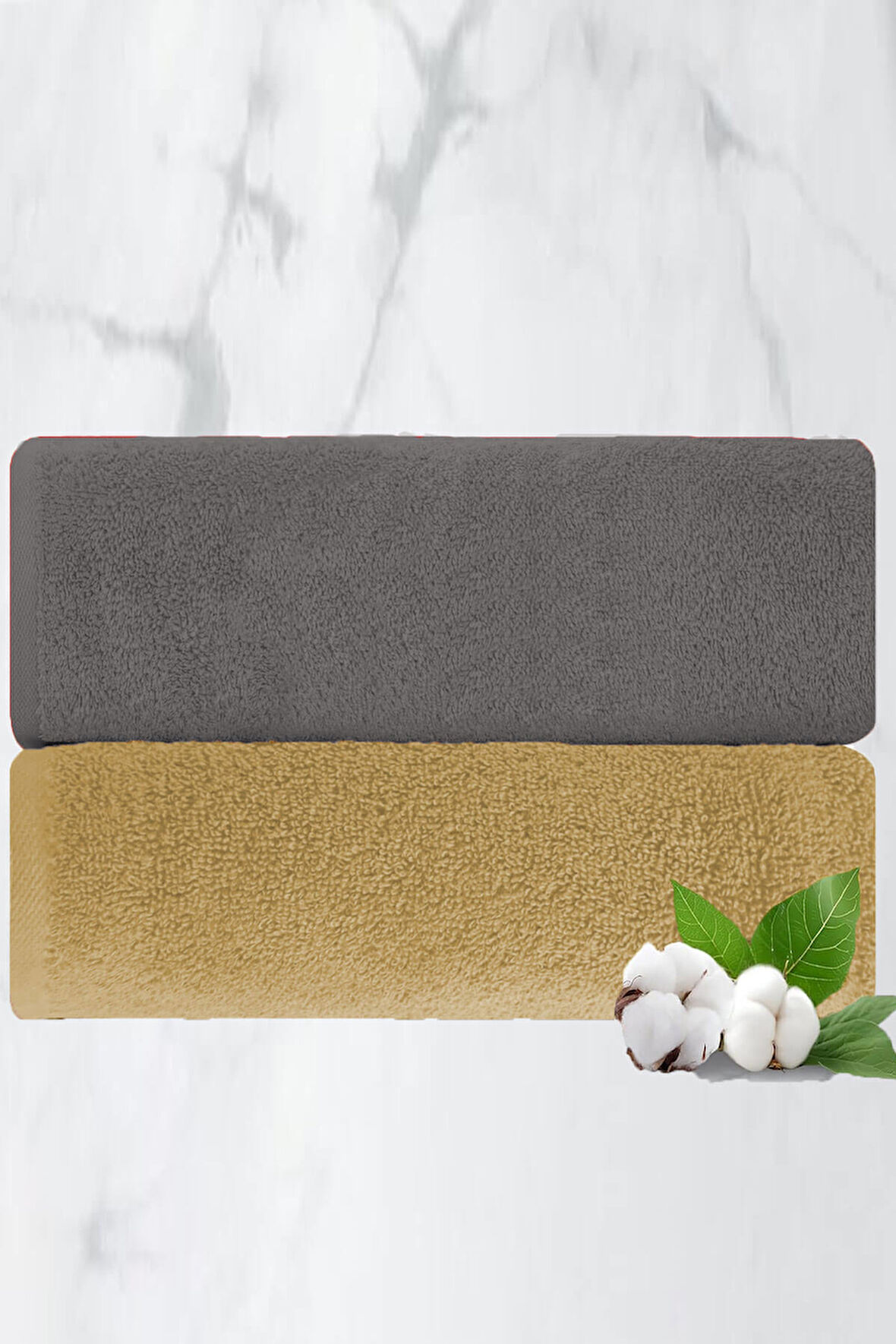 2 li Lüks El Yüz Havlu Seti 50x90 Cm %100 Pamuklu Gramajlı Bejra