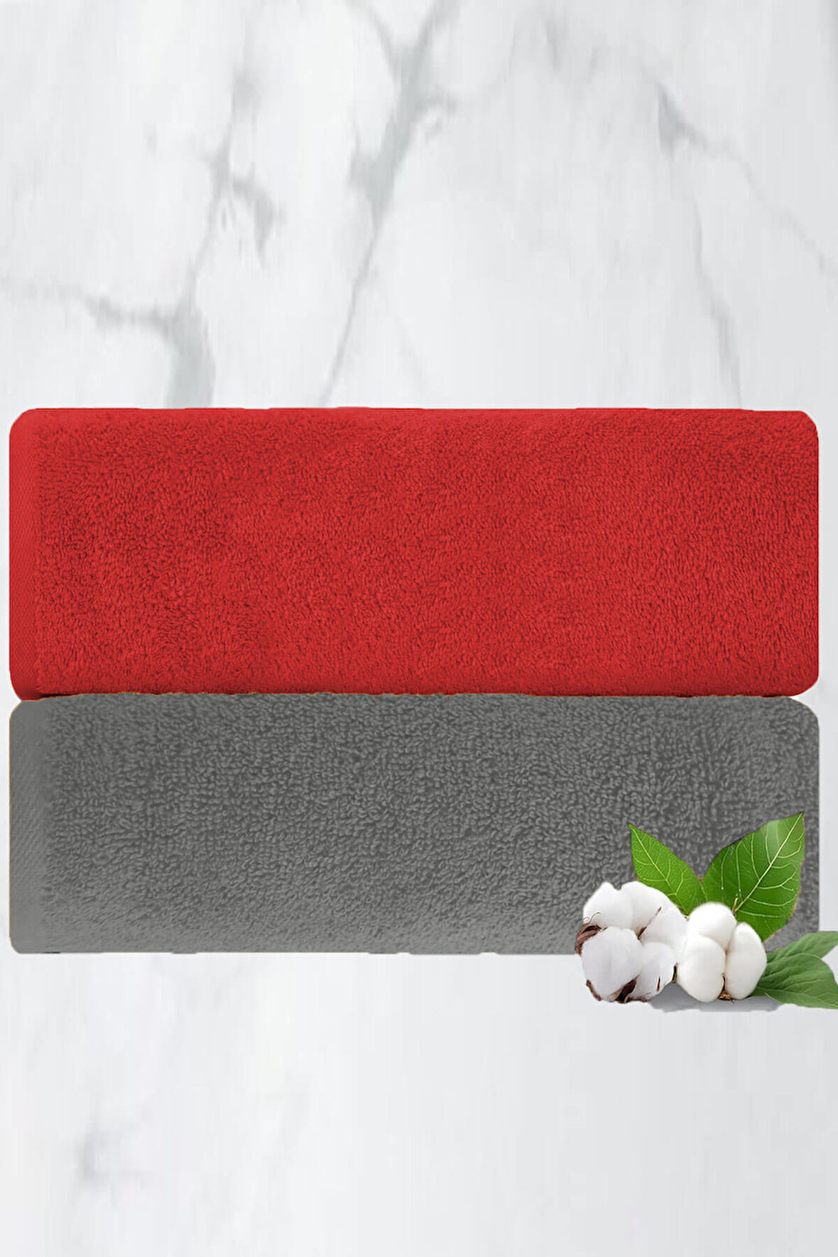 2 li Lüks El Yüz Havlu Seti 50x90 Cm %100 Pamuklu Gramajlı Grinja