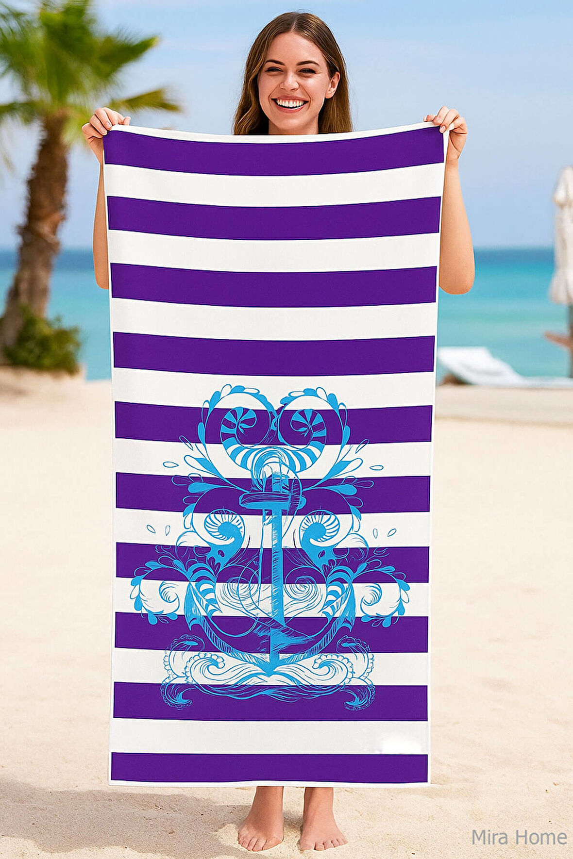 Yetişkin Unisex 70x140 Cm Yaz Desenli Plaj ,Deniz , Banyo Havlusu Ocean