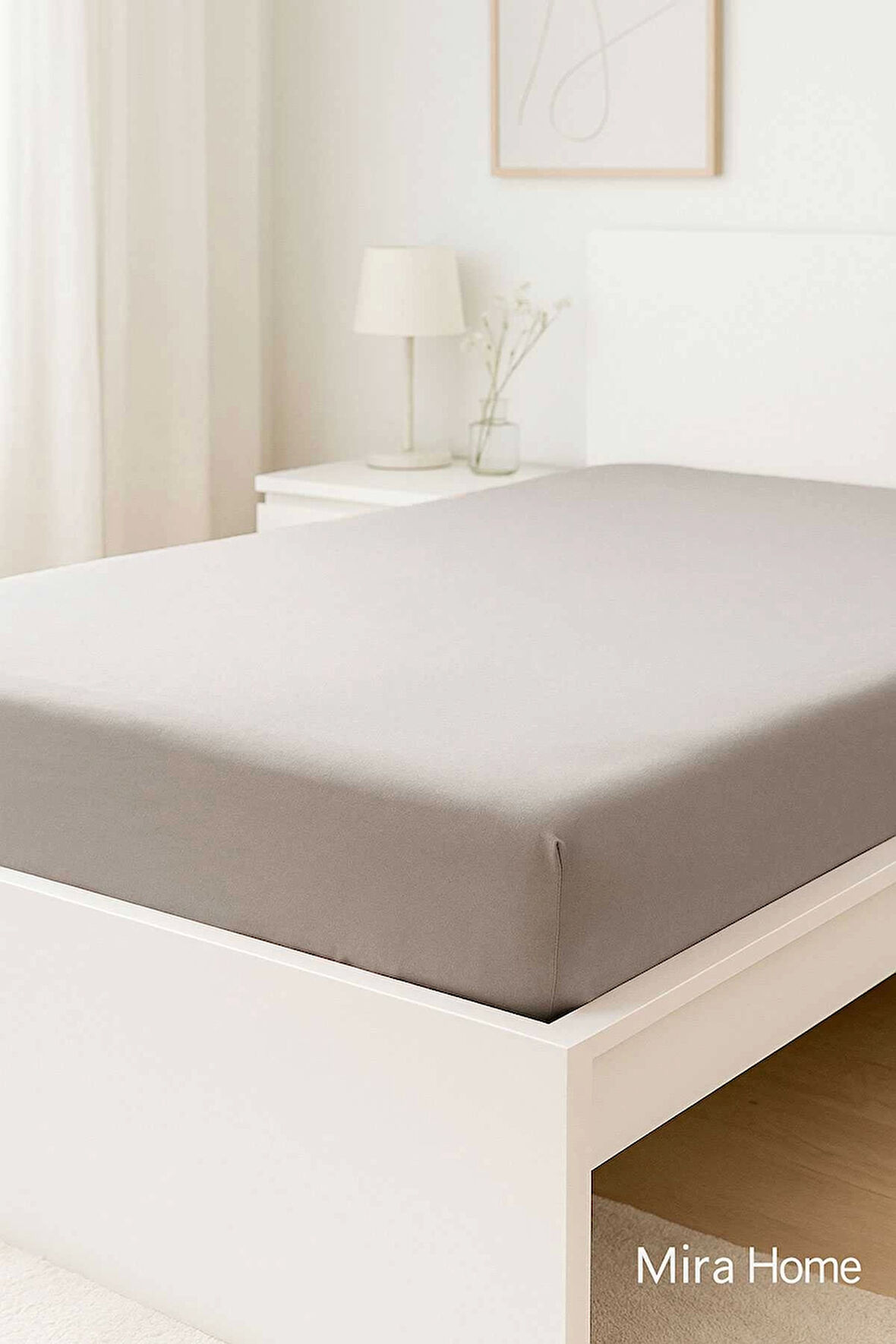 Tek Kişilik Düz Penye %100 Pamuklu Lastikli Çarşaf 100X200 Cm Newsheet Gri