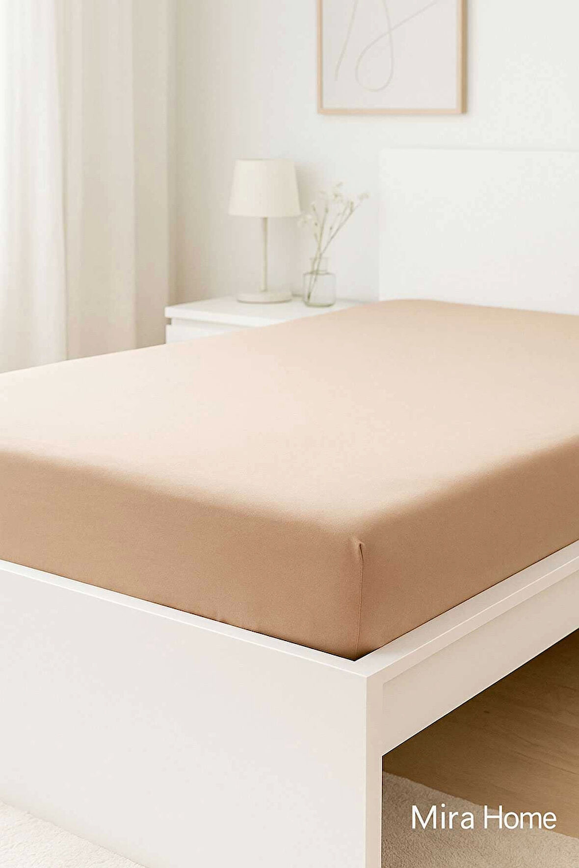 Çift Kişilik Düz Penye %100 Pamuklu Lastikli Çarşaf 160X200 Newsheet Kahverengi