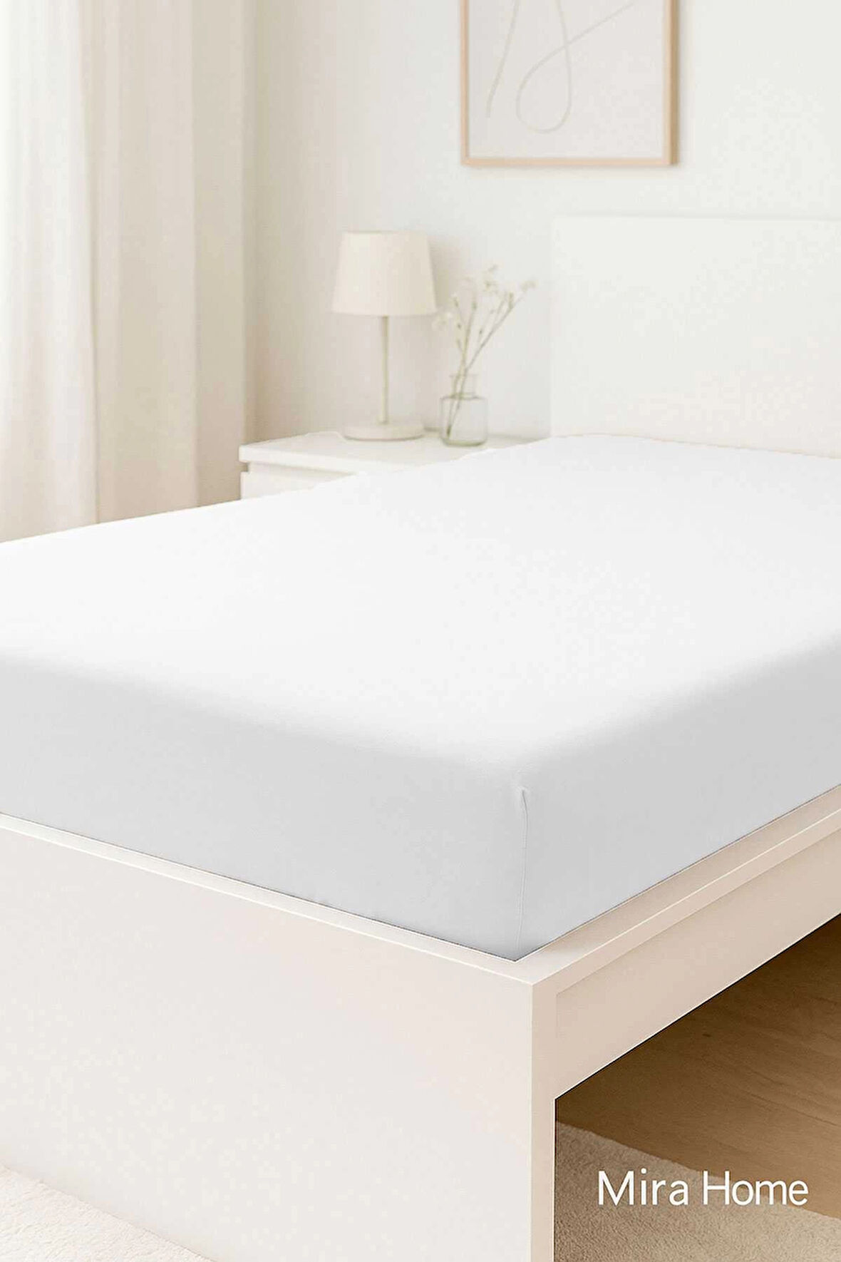 Çift Kişilik Düz Penye %100 Pamuklu Lastikli Çarşaf 160X200 Newsheet Beyaz