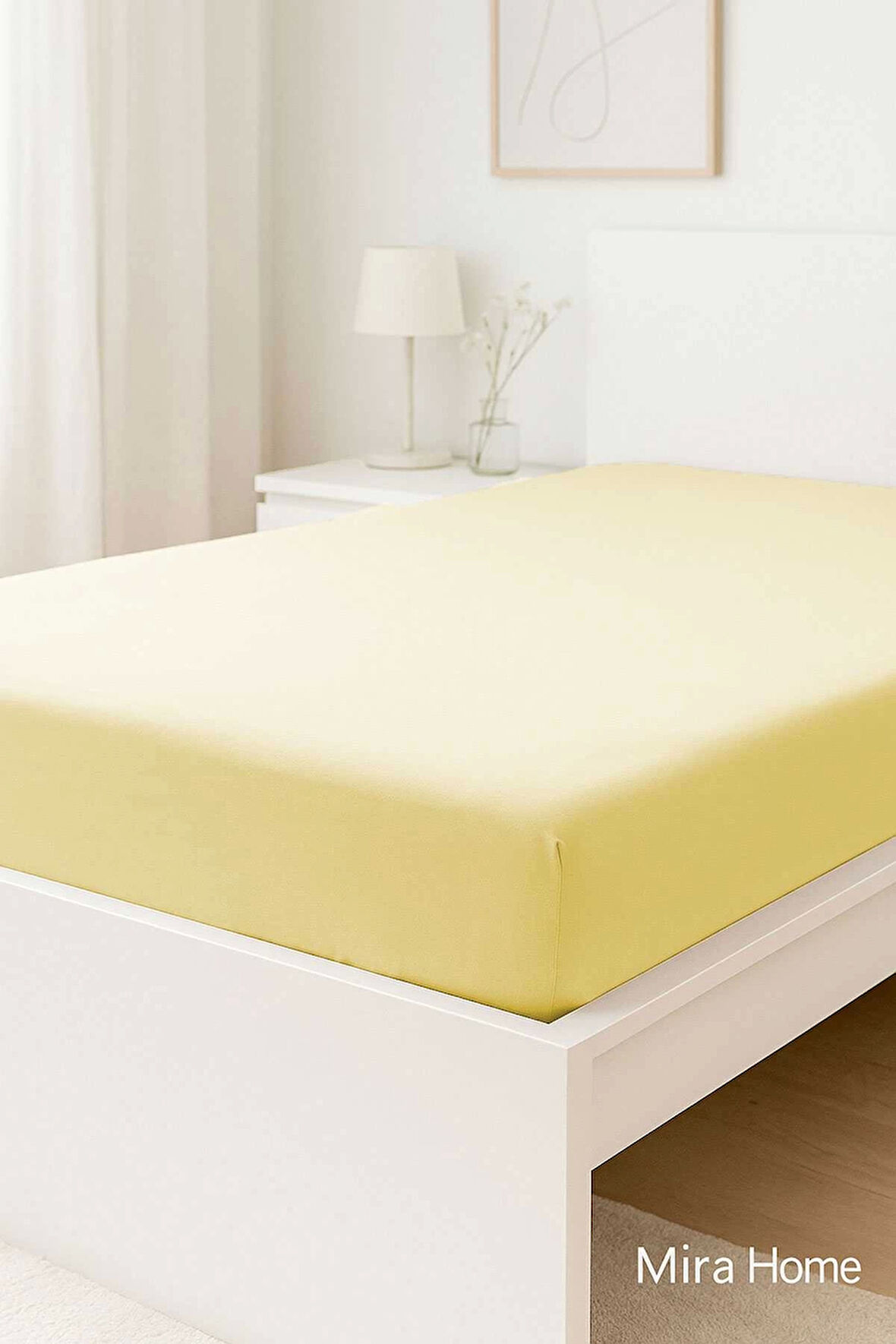 Çift Kişilik Düz Penye %100 Pamuklu Lastikli Çarşaf 160X200 Newsheet Sarı