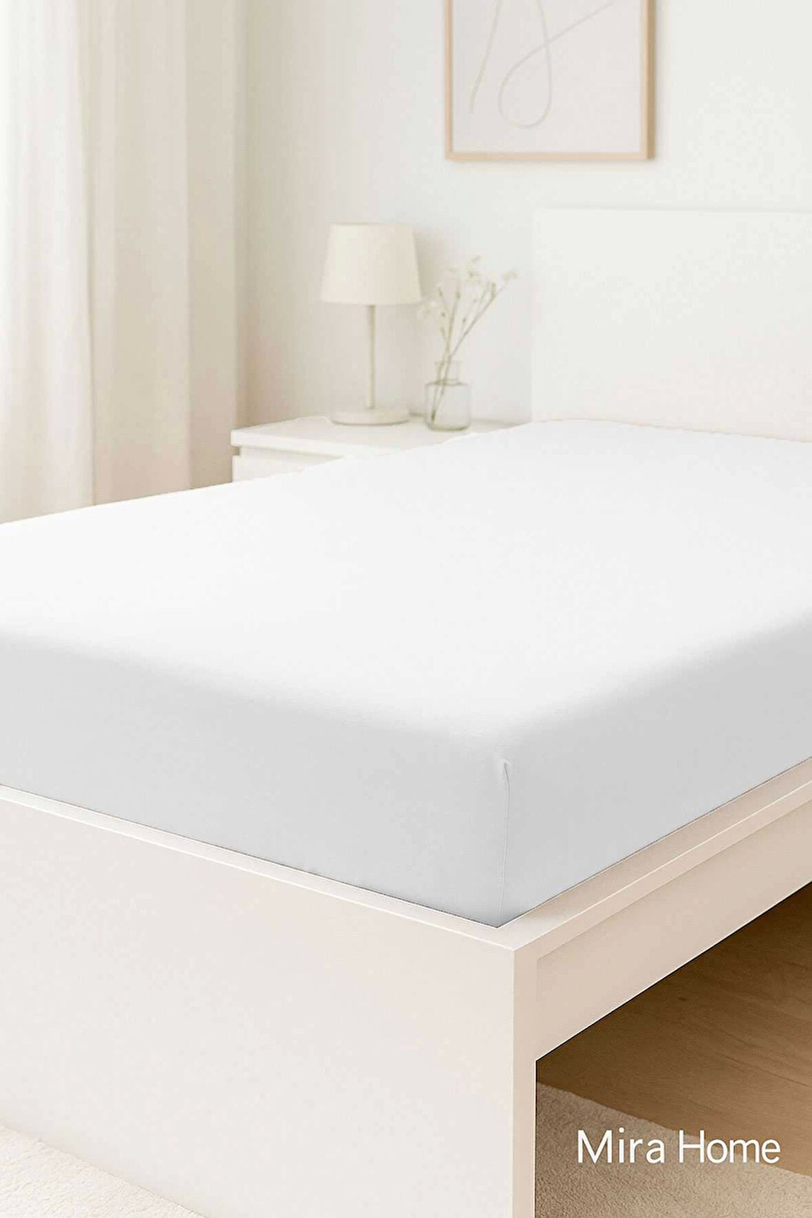 Çift Kişilik Düz Penye  %100 Pamuklu Lastikli Çarşaf 180X200 Newsheet Beyaz