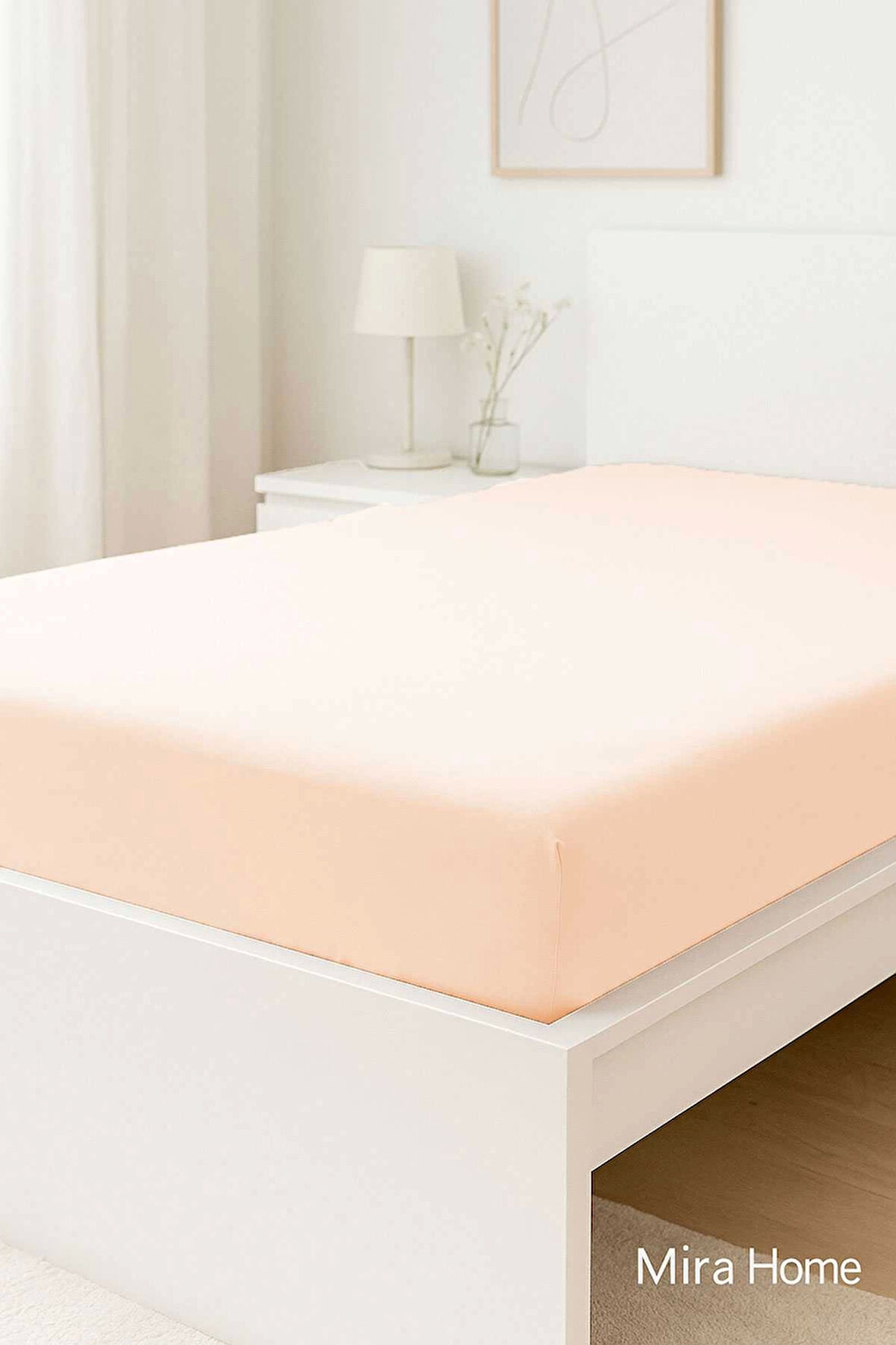 Çift Kişilik Düz Penye  %100 Pamuklu Lastikli Çarşaf 200X200 Cm Battal  Boy Newsheet Somon