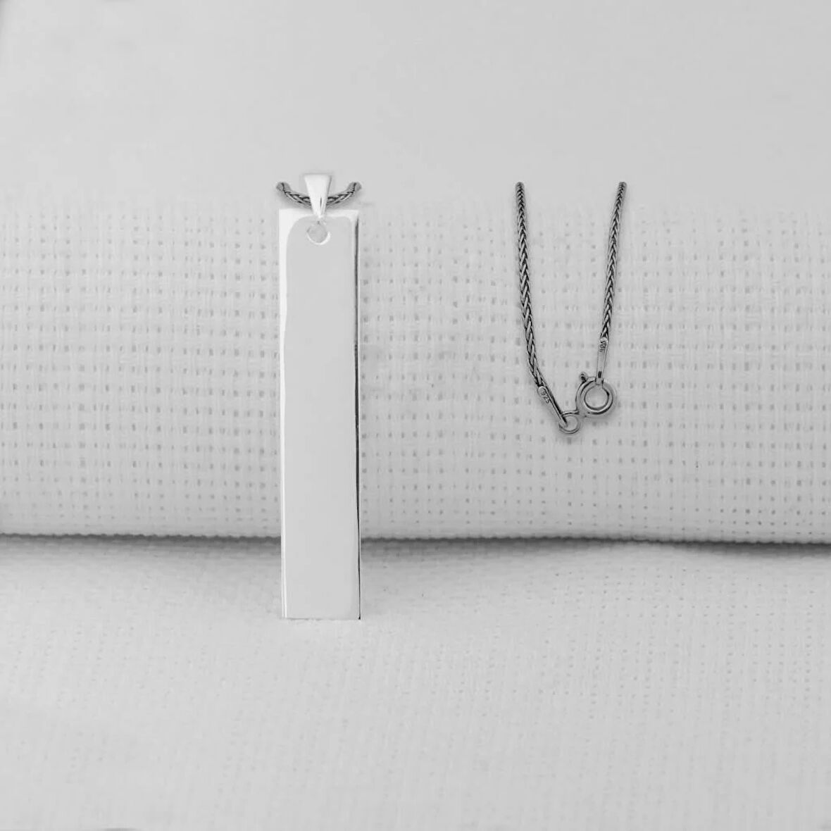 Plaka 925 Ayar Gümüş Erkek Kolye