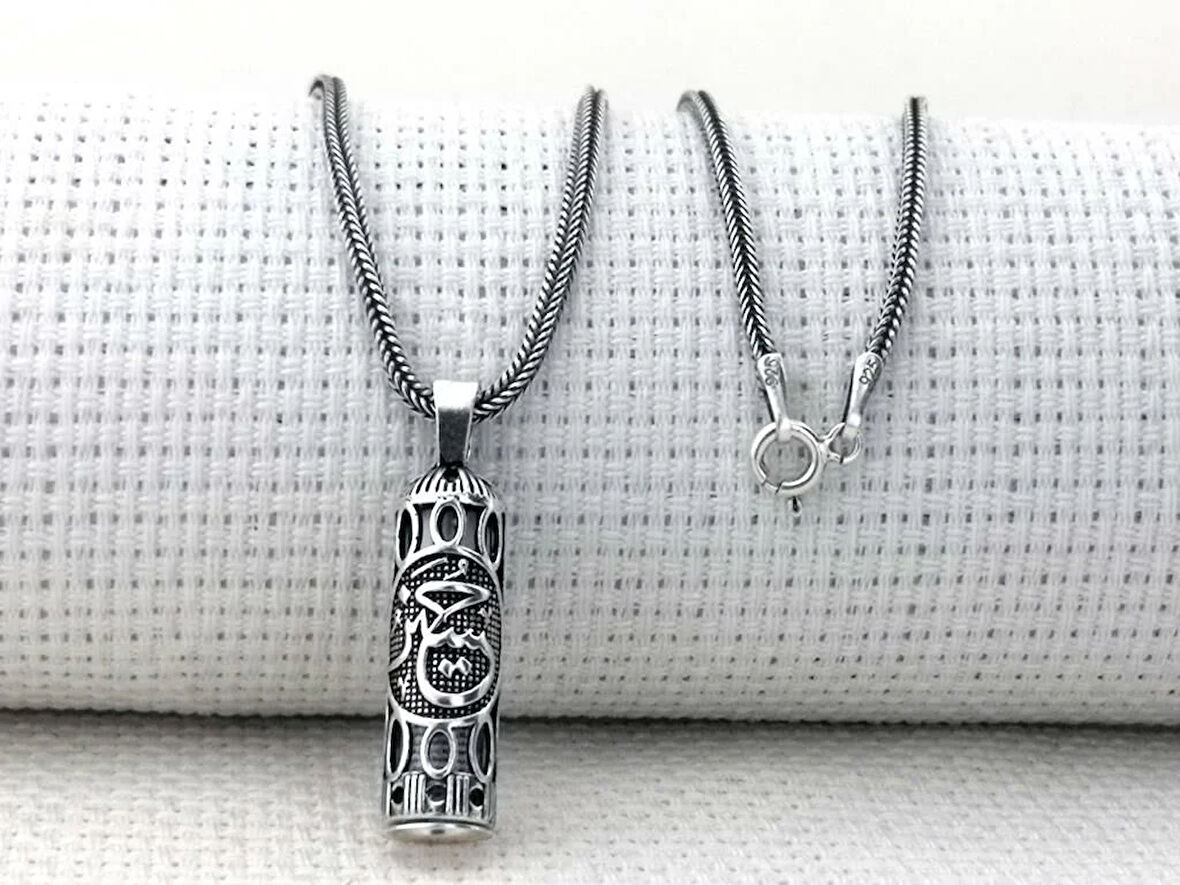 Hüseyin Yazılı Cevşeni Kebir Dualı Cevşen Muskalık  925 Ayar Gümüş Erkek Kolye