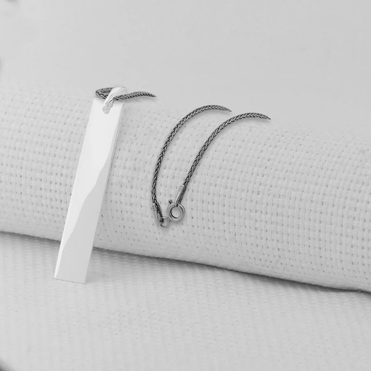 Plaka 925 Ayar Gümüş Erkek Kolye