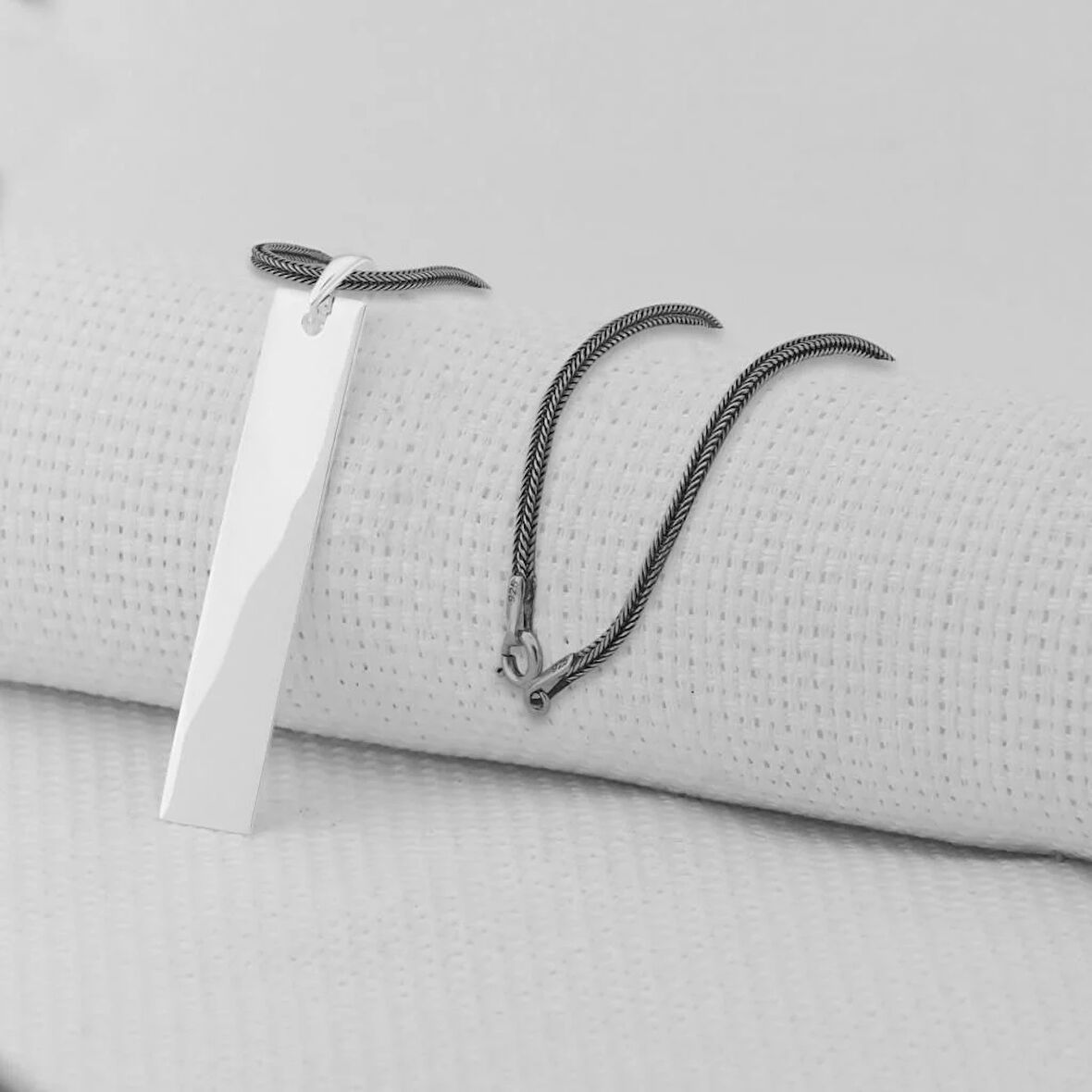 Plaka 925 Ayar Gümüş Erkek Kolye