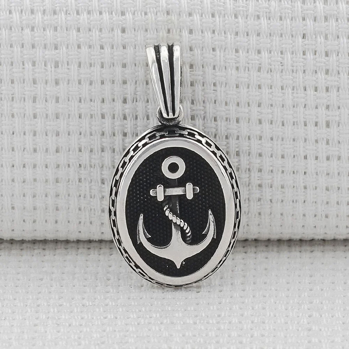 Denizci Çapa Tasarımlı 925 Ayar Gümüş Erkek Kolye Ucu