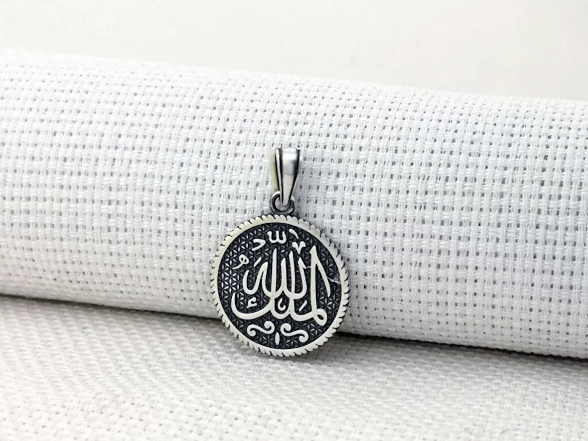 Mulki Allah Mulk Allahın Yazılı 925 Ayar Gümüş Erkek Kolye Ucu