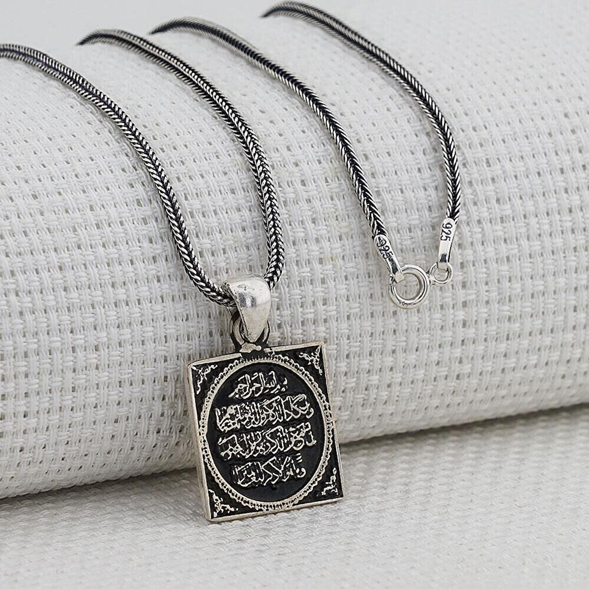 Kalın Zincir Nazar Duası 925 Ayar  Gümüş Erkek Kolye