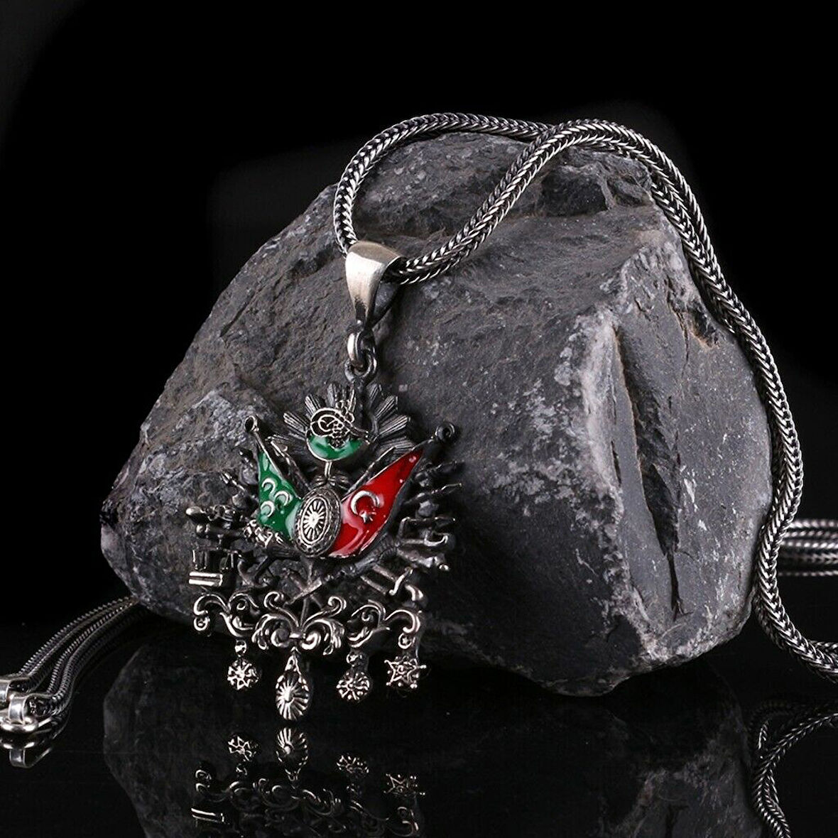 Osmanlı Devlet Arması 925 Ayar Gümüş Erkek Kolye