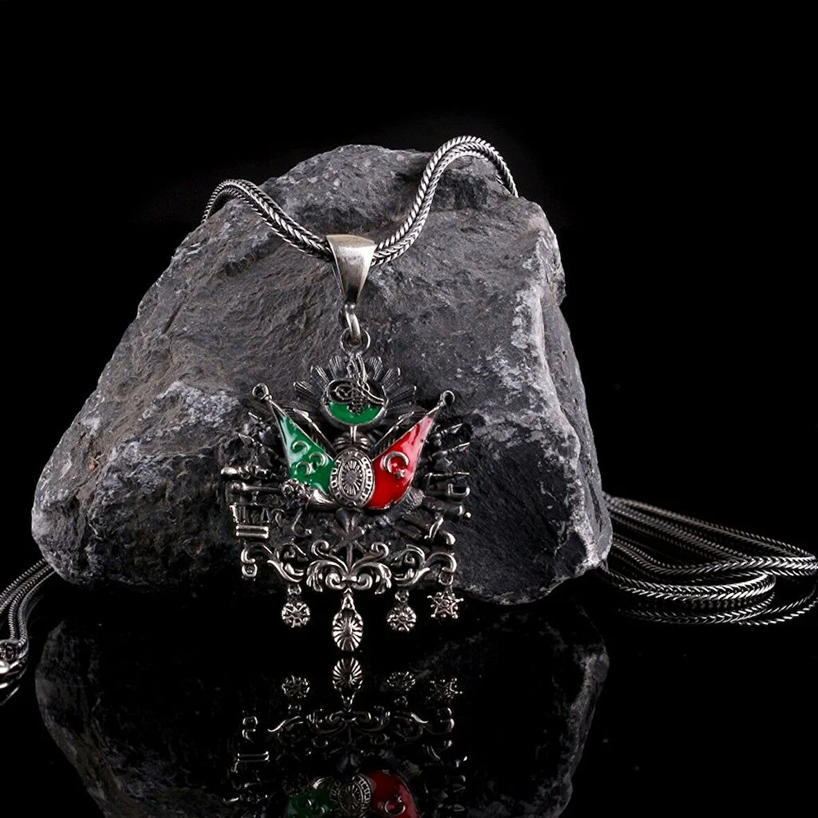 Osmanlı Devlet Arması 925 Ayar Gümüş Erkek Kolye