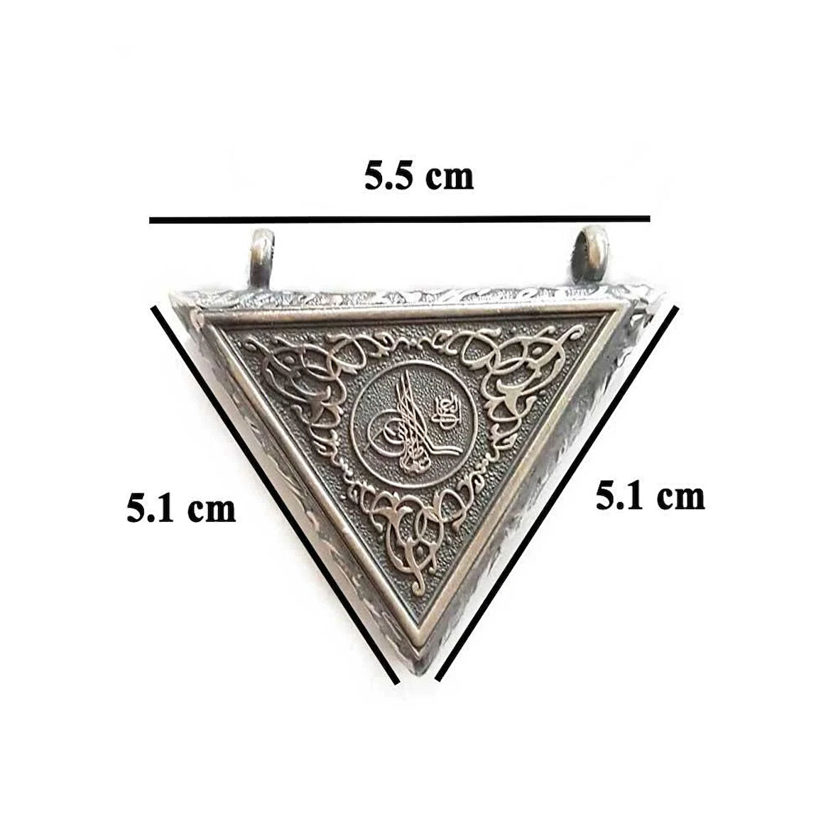 Osmanlı Tuğralı Üçgen Muska Kabi 925 Ayar Gümüş Erkek Kolye