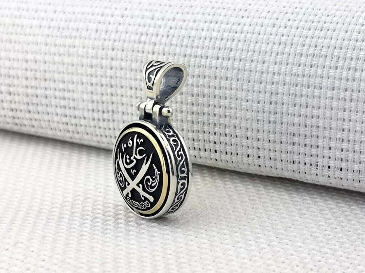 Hz Ali Zulfikar Ortası Dönen 925 Ayar Gümüş Erkek Kolye Ucu