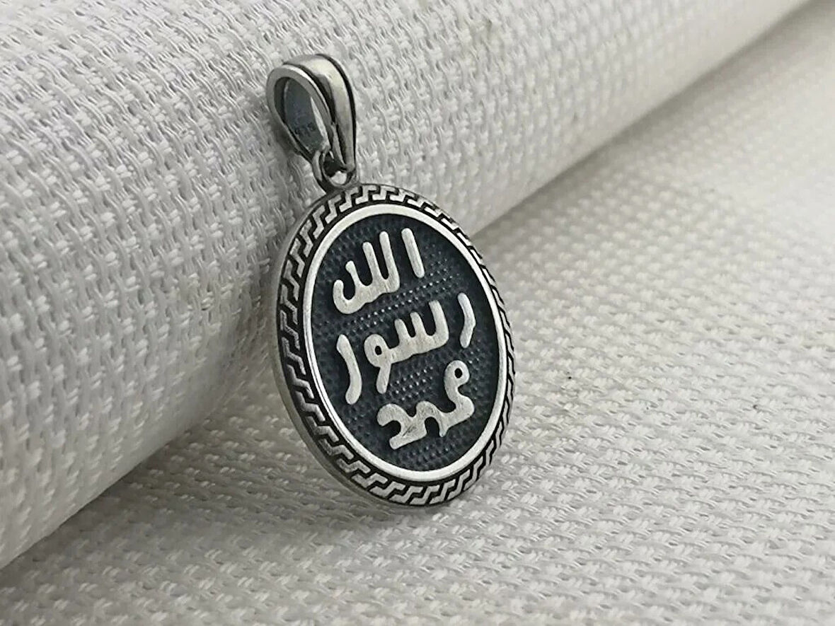 Allah Resulu Muhammet 925 Ayar Gümüş Erkek Kolye Ucu