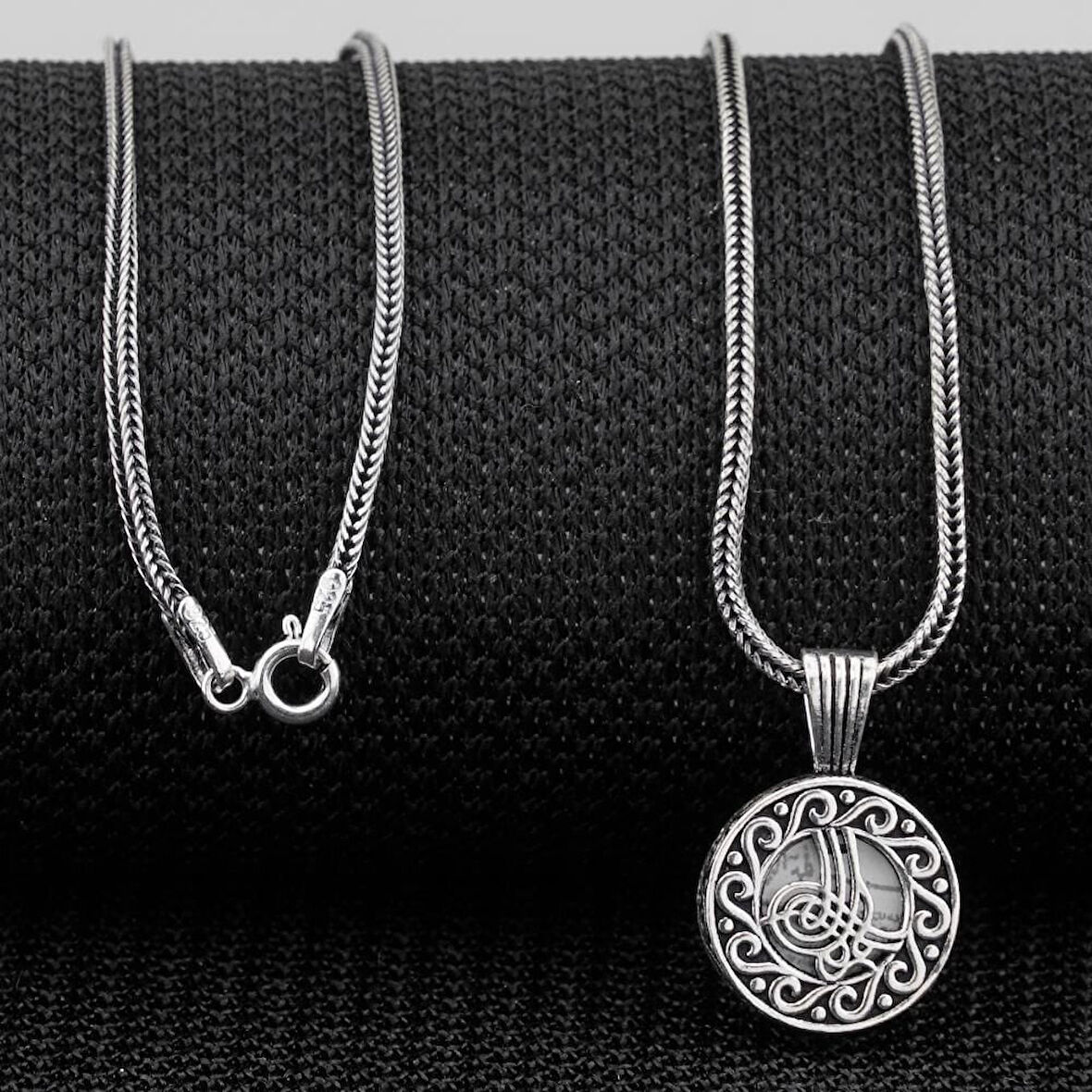 Tuğra  Osmanlı 925 Ayar Gümüş Erkek Kolye