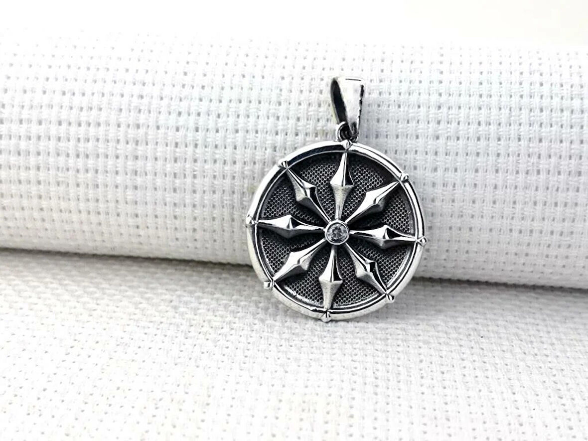 Antik Roma Koleksyonu Sihirli Pusula Tasarımı 925 Ayar Gümüş Erkek Kolye Ucu