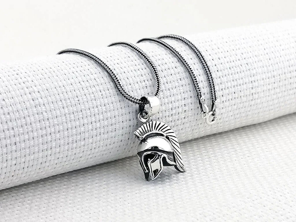 Lejyoner Kaskı Antik Roma  925 Ayar Gümüş Erkek Kolye