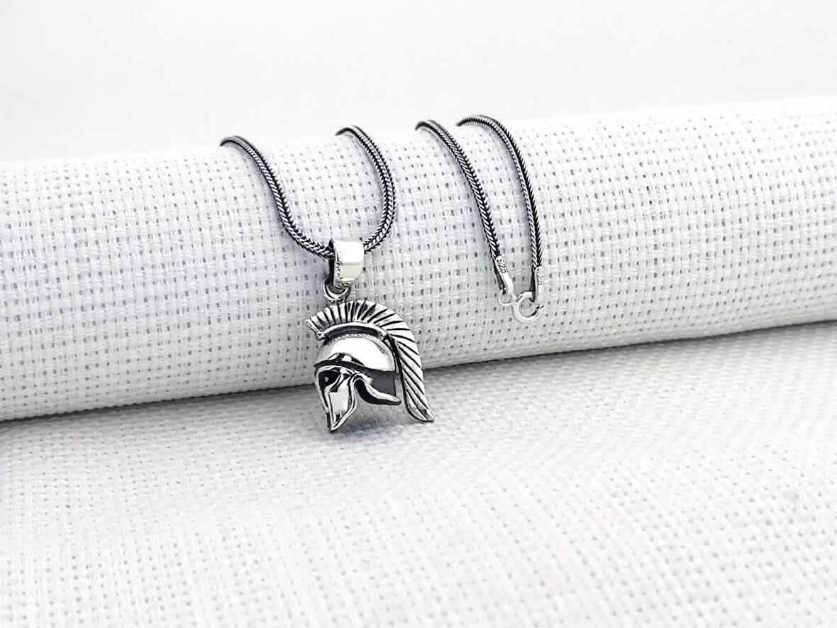 Antik Roma Lejyoner Kaskı 925 Ayar Gümüş Erkek Kolye