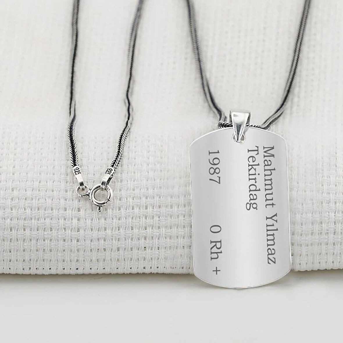 Asker Künyesi  925 Ayar Gümüş Erkek Kolye