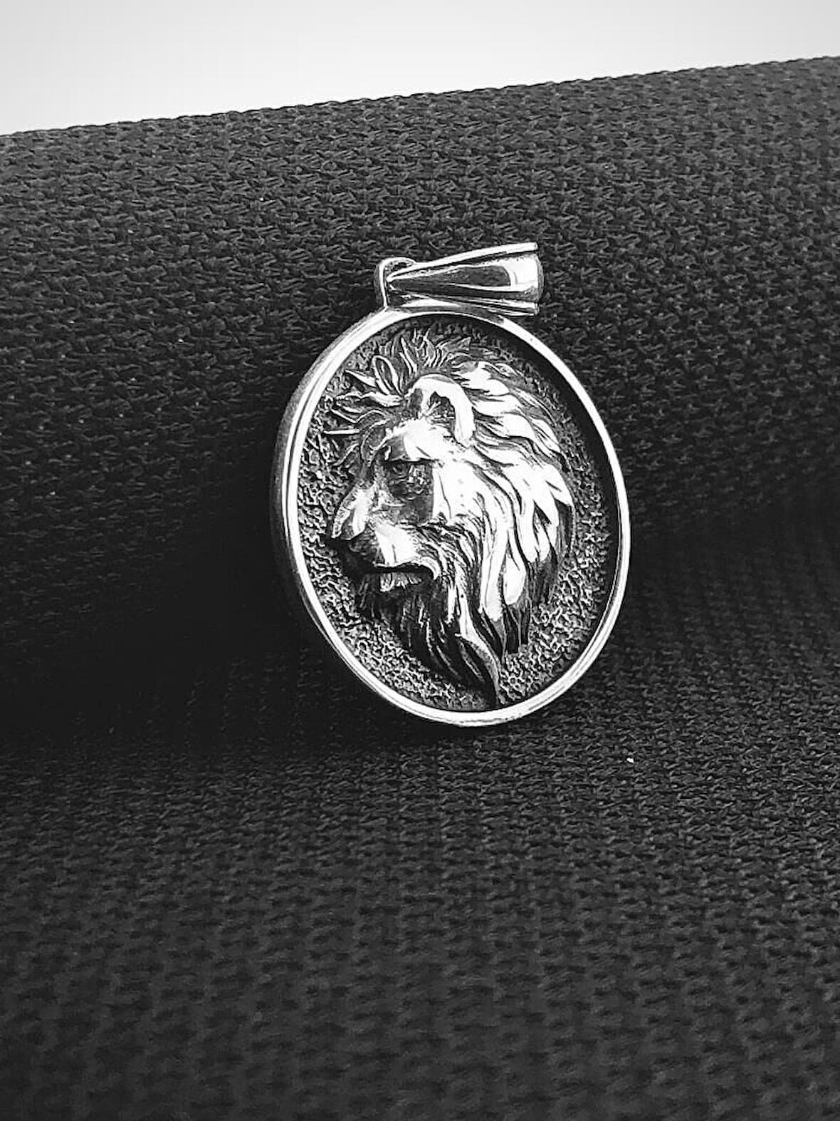 Aslan Motifli  925 Ayar Gümüş Erkek Kolye Ucu