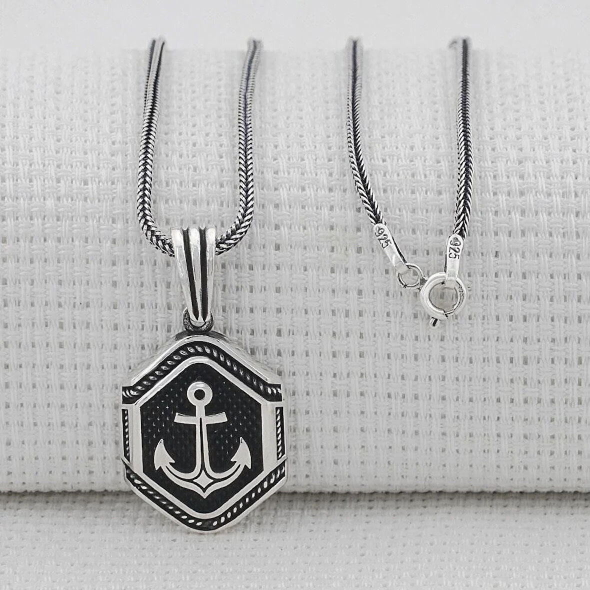 Denizci Çapa 925 Ayar Gümüş Erkek Kolye