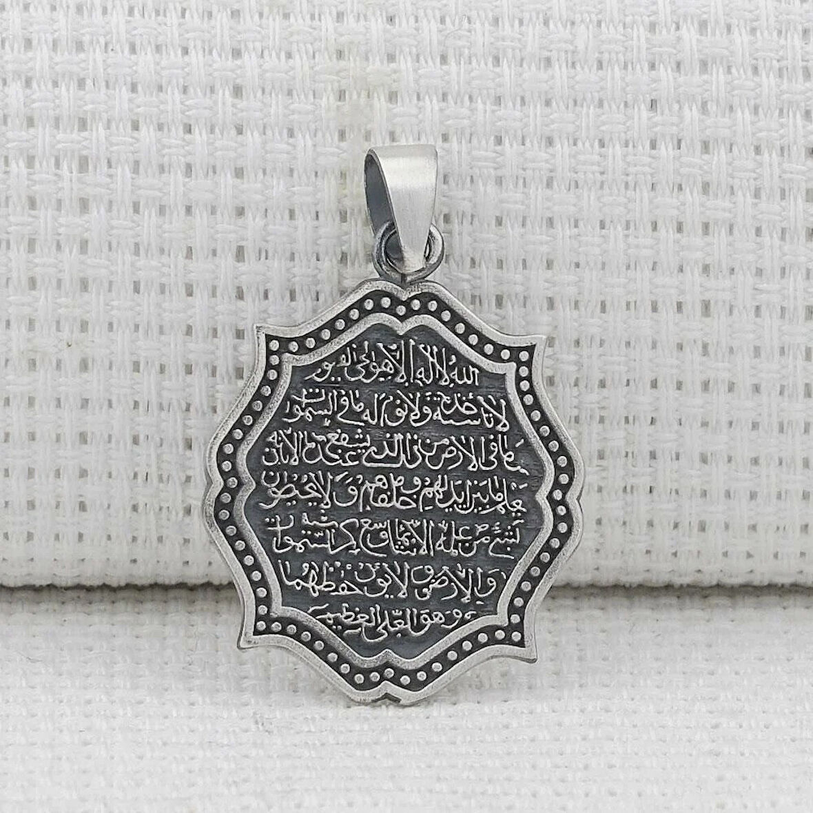 Ayetel Kursi 925 Ayar Gümüş Erkek Kolye Ucu
