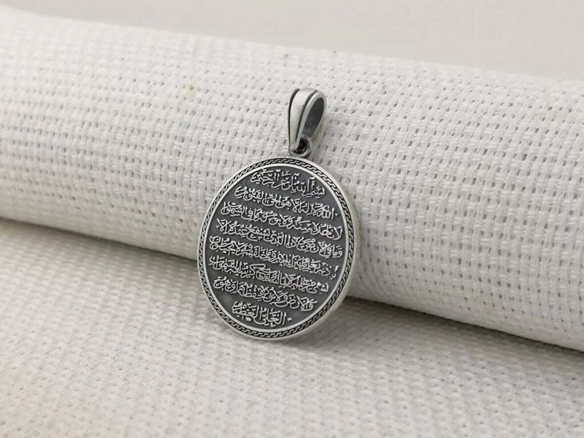 Ayetel Kursi Ayeti 925 Ayar Gümüş Erkek Kolye Ucu