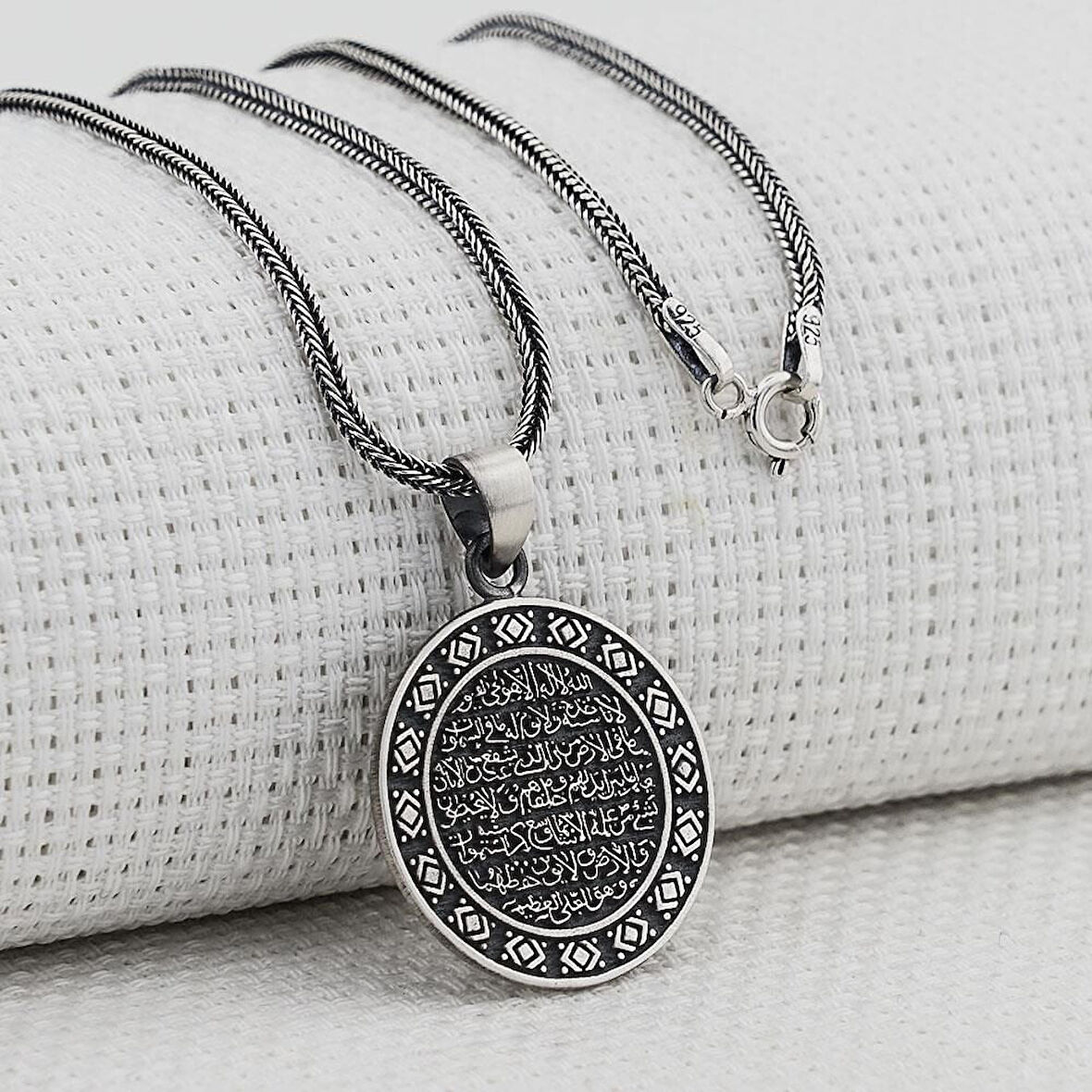 Ayetel Kursi Ayeti 925 Ayar Gümüş Erkek Kolye