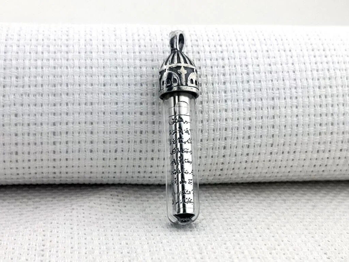 Ayetel Kursi Dualı Zemzem Sulu Muska Cevşen 925 Ayar Gümüş Erkek Kolye Ucu