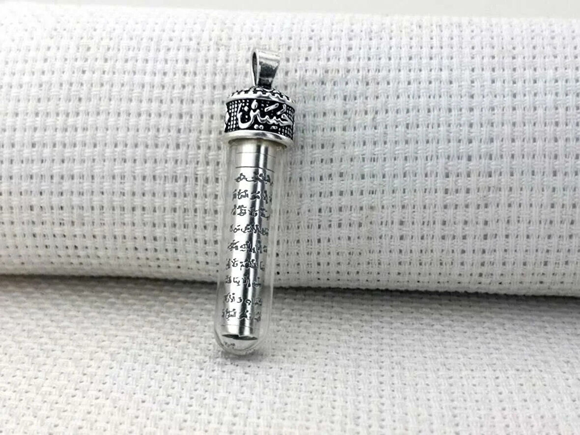 Ayetel Kursi Dualı Zemzem Sulu Muska Cevşen 925 Ayar Gümüş Erkek Kolye Ucu